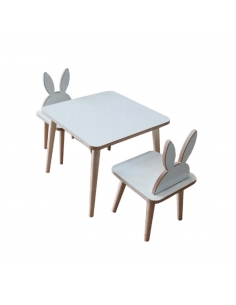 Ahşap Çocuk Aktivite Oyun Masa Sandalye Takımı - 1 Masa 2 Sandalye