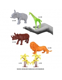 690 Toy Play 6 Parça Renkli Safari Hayvanları Figür Seti 13-16 cm 2