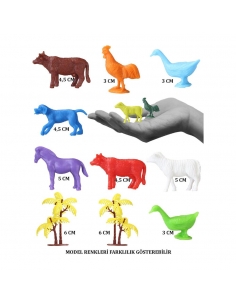 676 Toy Play 12 Parça Renkli Mini Çiftlik Hayvanları Figür Seti 4-6 cm 2
