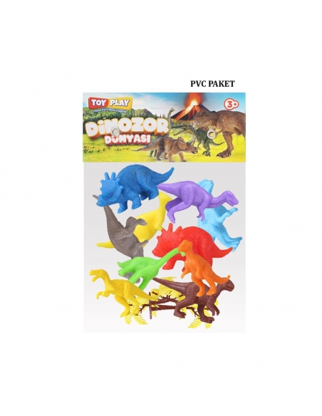 683 Toy Play 12 Parça Renkli Mini Dinozor Figür Seti 4-6 cm