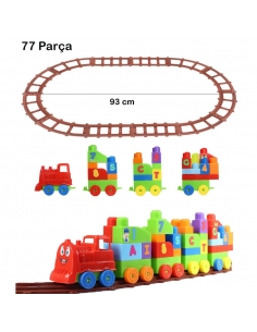 Play Blox Oyuncak Tren Seti 77 Parça Sayılar ve Alfabe Treni Parlak Renkler Mega Blok Seti 2