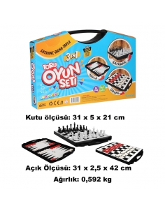 Toru 3 in 1 Çantalı Oyun Seti Satranç-Dama-Tavla 2