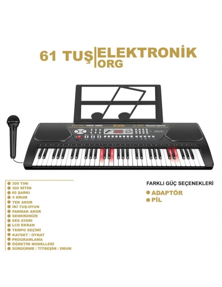 TFL-328-21 VLEKTRO 61 TUŞ IŞIKLI BÜYÜK PİYANO -VRD