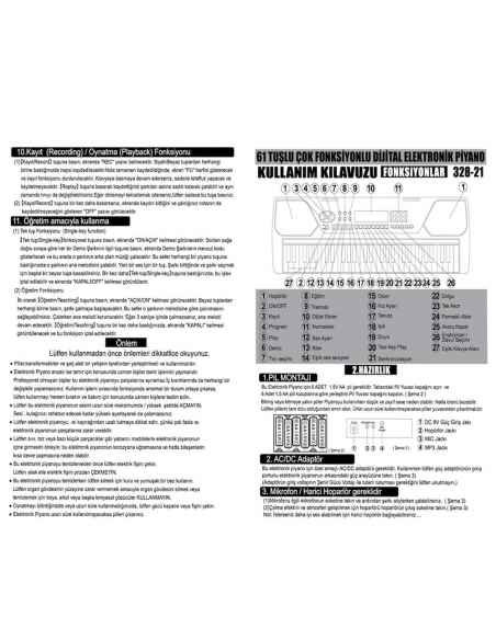 TFL-328-21 VLEKTRO 61 TUŞ IŞIKLI BÜYÜK PİYANO -VRD