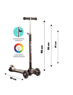 MAXİ TWİST IŞIKLI SCOOTER SİYAH 2