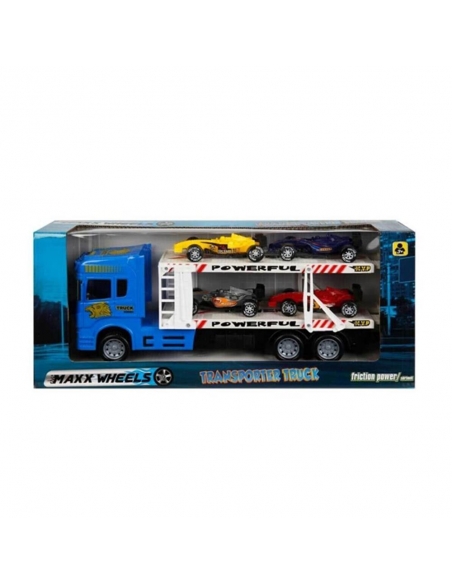 1:32 Maxx Wheels 2 Katlı Transporter 4 Araçlı Tır 32 Cm 1 Adet Fiyatıdır