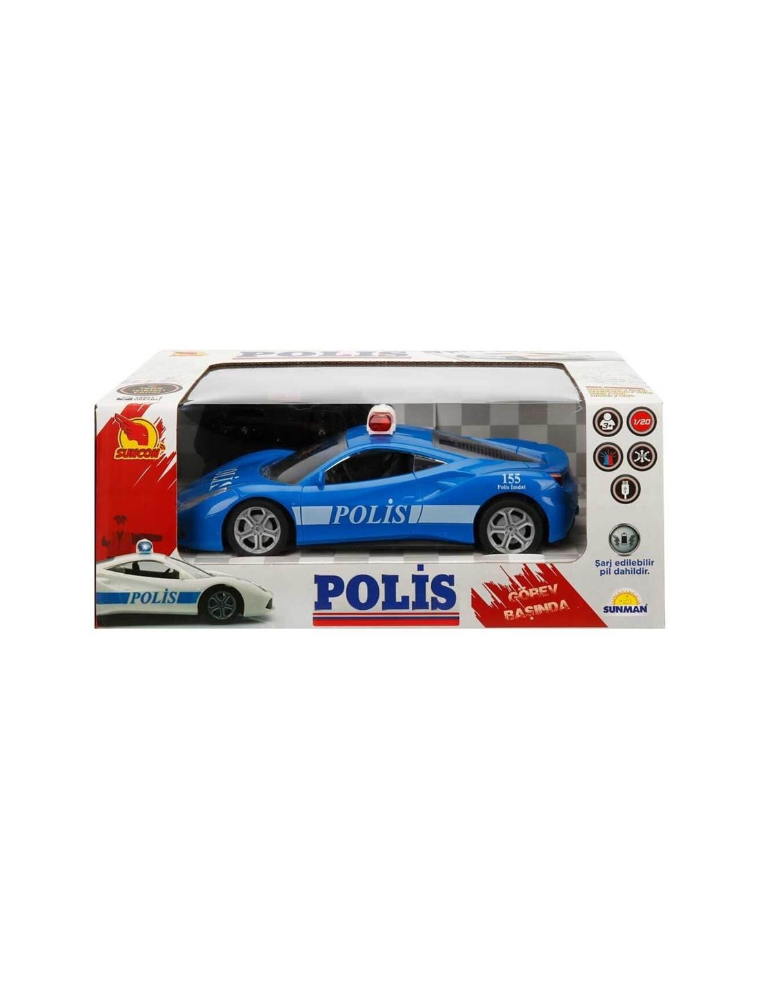 1:20 Uzaktan Kumandalı Suncon Usb Şarjlı Polis Arabası 20 cm 1:20 Uzaktan Kumandalı Suncon Usb Şarjlı Polis Arabası 20 cm